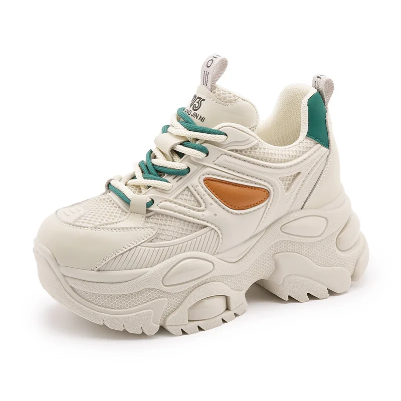 

Женские осенние кроссовки 8 см, повседневная спортивная обувь на высокой платформе 2025 года, новые женские кроссовки на толстой подошве, массивные кроссовки с дышащей сеткой