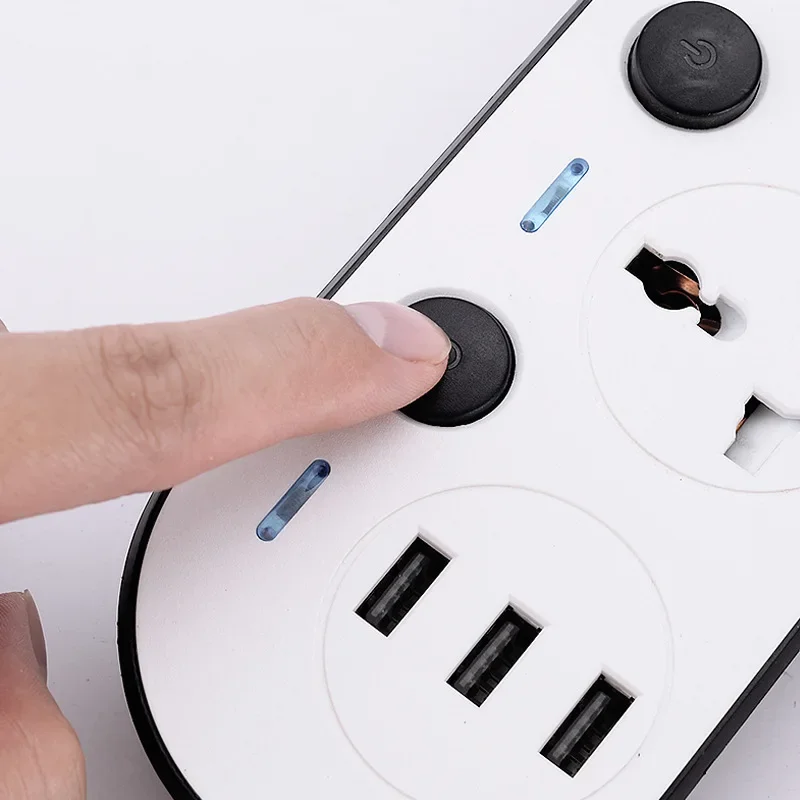 Power Strip Sockets US/UK/EU 110v 220v 3 USB2.1A  5 Outlets 10A 2000W Office Independent Control Socket Multi Plug Home Socket