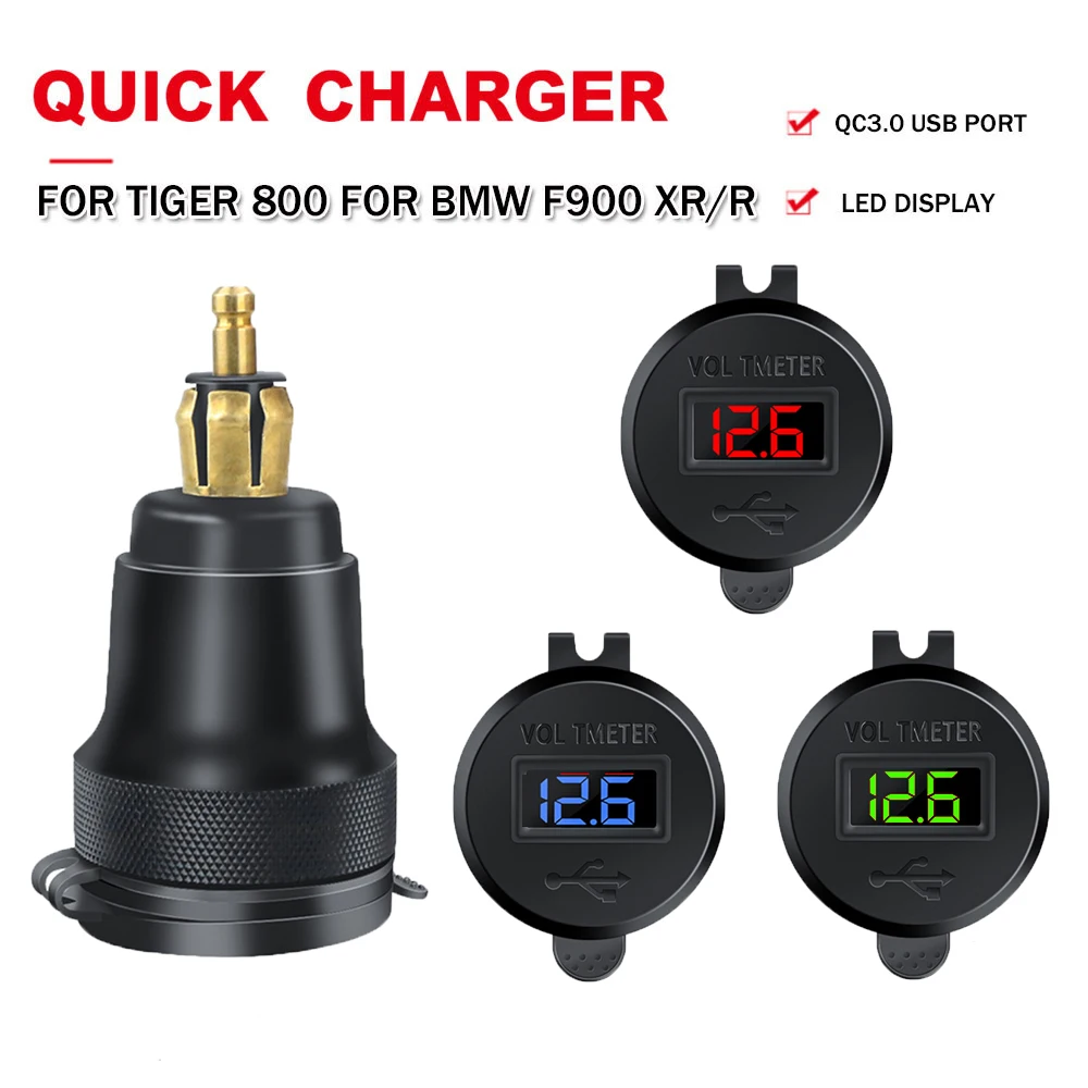 Car Motorcycle Charger Dual USB Fast Charger 12-24V QC3.0 Aluminum Alloy Charging Adapter FOR BMW