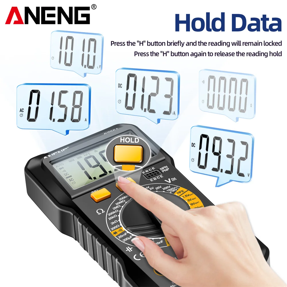 ANENG SZ304 Digital Multimeter AC/DC Voltmeter Ammeter Non-contact Voltage Detector Electric Current Tester Hz Diode Capacitor