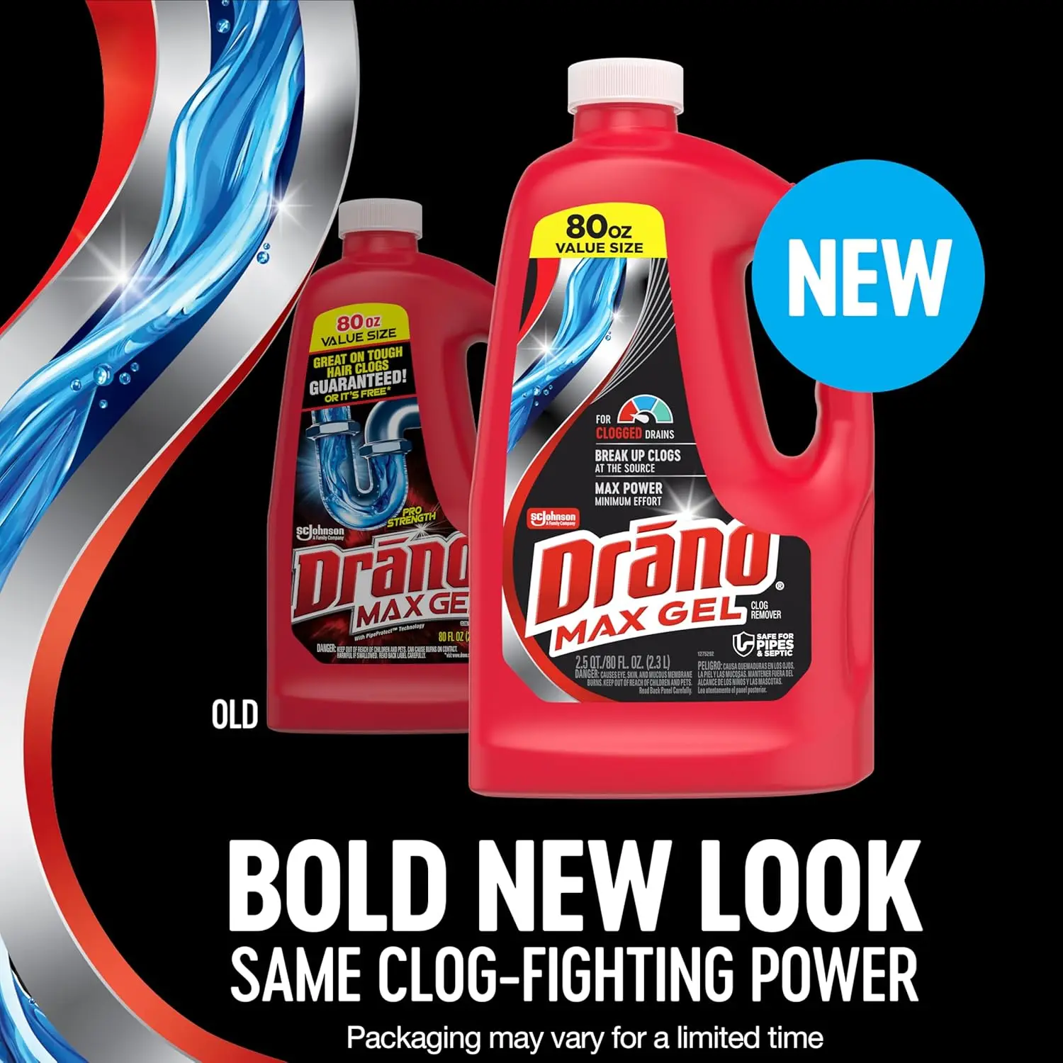 Drano Max Gel Drain Clog Remover & Cleaner, Fast-Acting to Unclog Standing Water & Remove Hair, Grease & Food Blockages, Safe fo