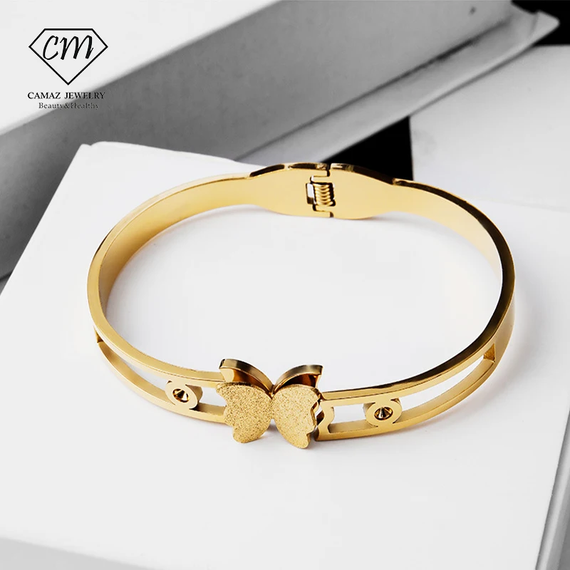

CAMAZ Newest Stainless Steel Bracelet Gold Plated Butterfly Trendy Bracelets for Women