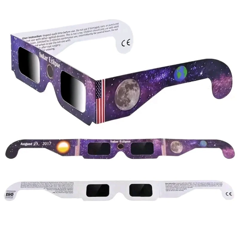

5Pcs Premium Eclipse Glasses HD Filter Film Crisp Image AAS Approved Solar Eyeglasses CE and ISO Certified Goggles Paper Eyewear