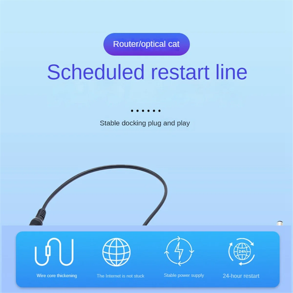 Strumento di ripristino del timer di instradamento del router di ripristino automatico 24 ore su 24 Temporizzazione dell'alimentazione CC Modem in fibra Router DC Power Manager Nero