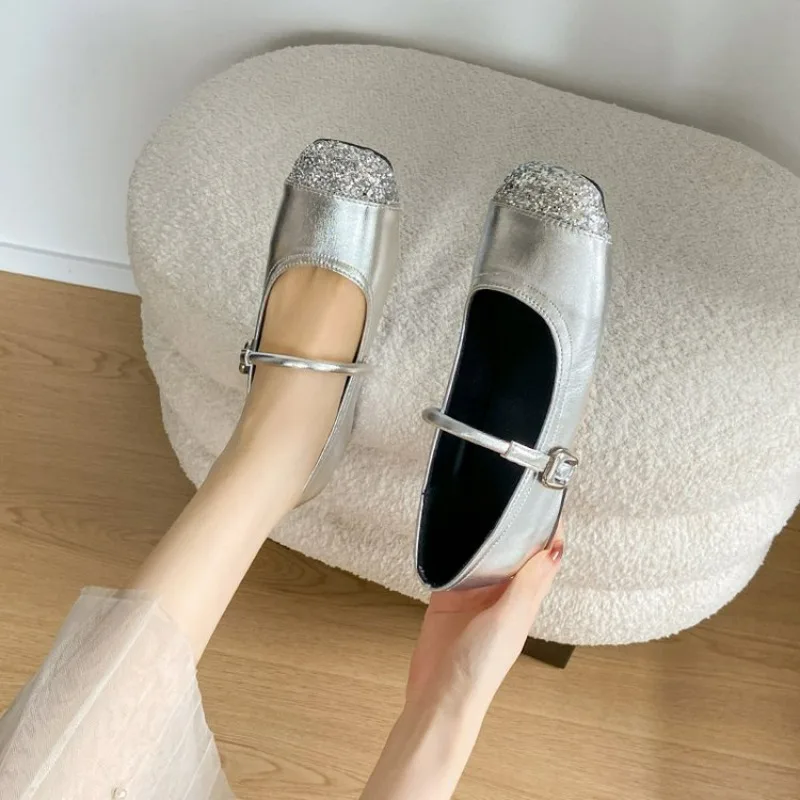 

2026 New Breathable Flat Heel Mary Jane Shoes Women's Fashionable Versatile Leather Shoes Korean Style Roman Style Daily Wear