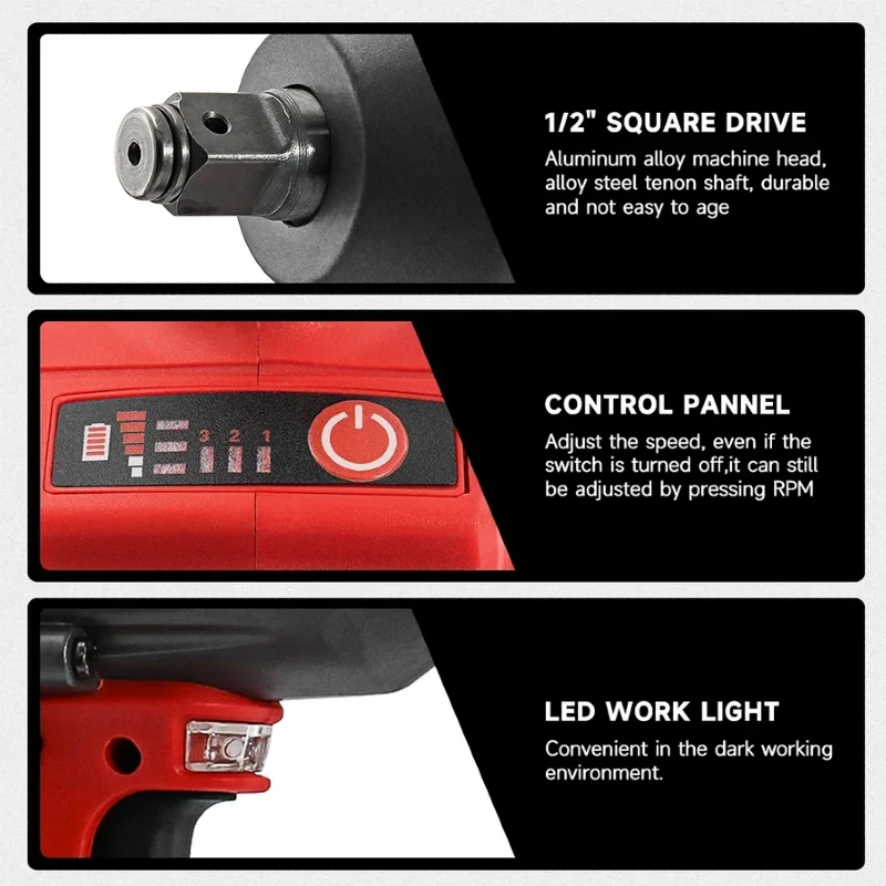 ميلووكي 1300NM مفتاح كهربائي لاسلكي عزم دوران كبير فرش تأثير وجع سيارة شاحنة إصلاح أدوات كهربائية بطارية 18 فولت