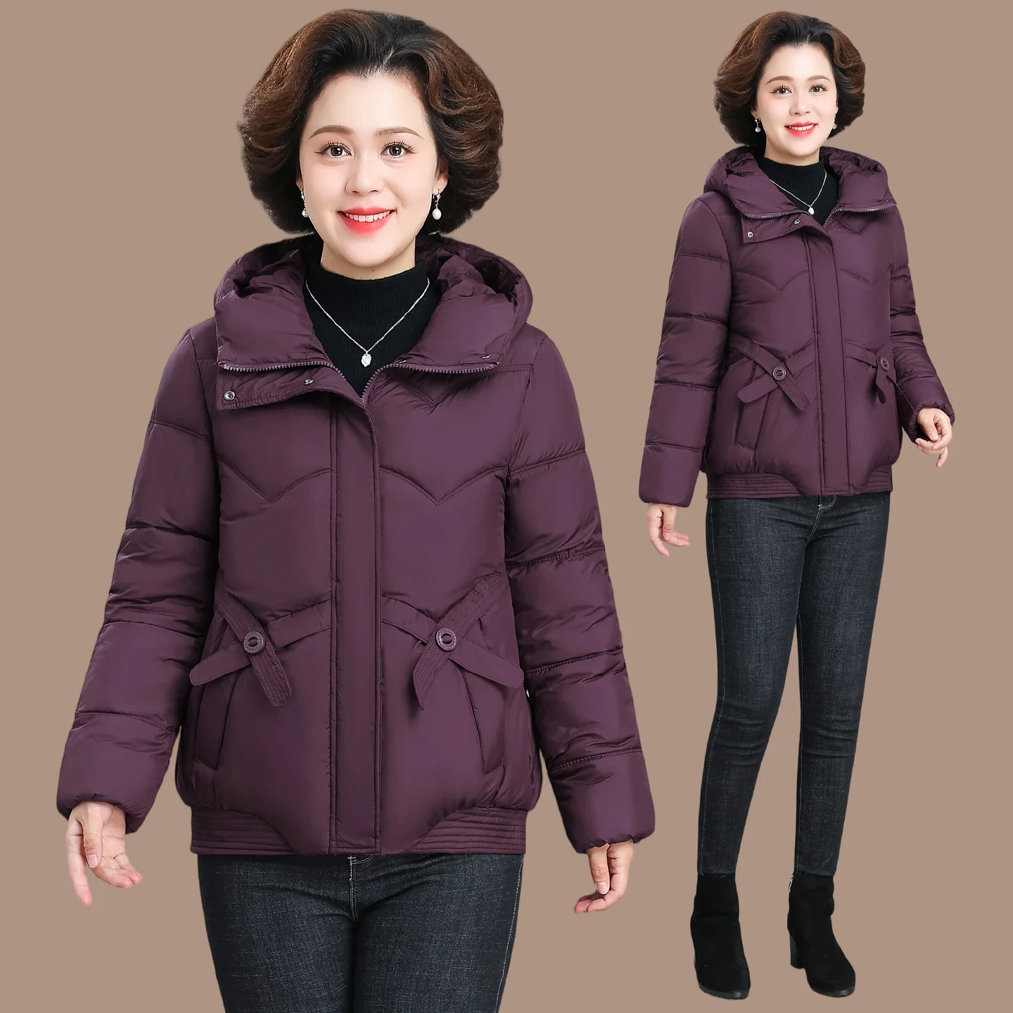 

Модная женская хлопковая стеганая куртка Sli для взрослых женщин среднего и старшего возраста, осенне-зимняя верхняя одежда на молнии, повседневная