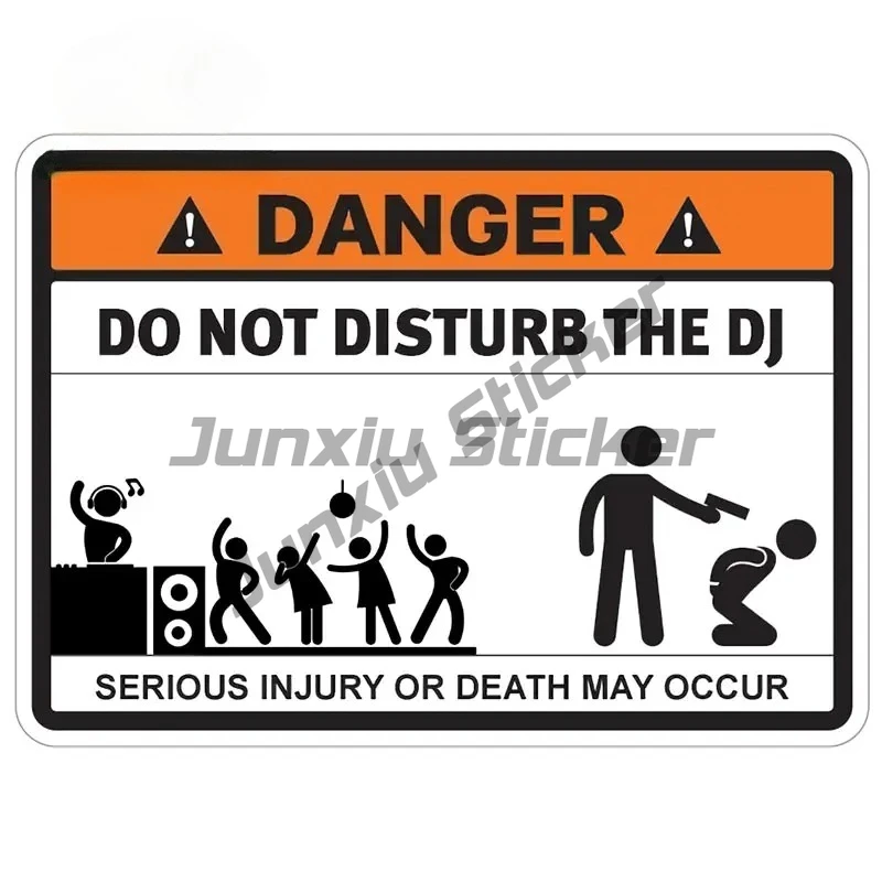 

For Danger Sign Do Not Disturb The DJ Car Stickers Occlusion Scratch Decals Laptop Graffiti Decoration