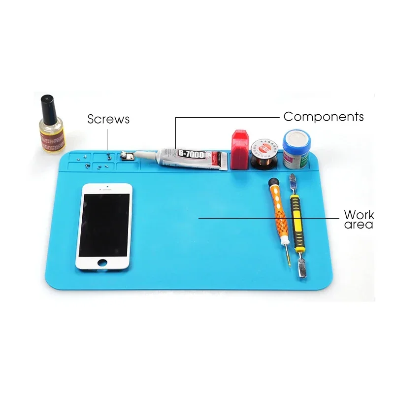 30x20cm Multifunctional Heat Insulation Silicone Soldering Pad Mat Desk Maintenance Platform For Repair Station Without Magnetic