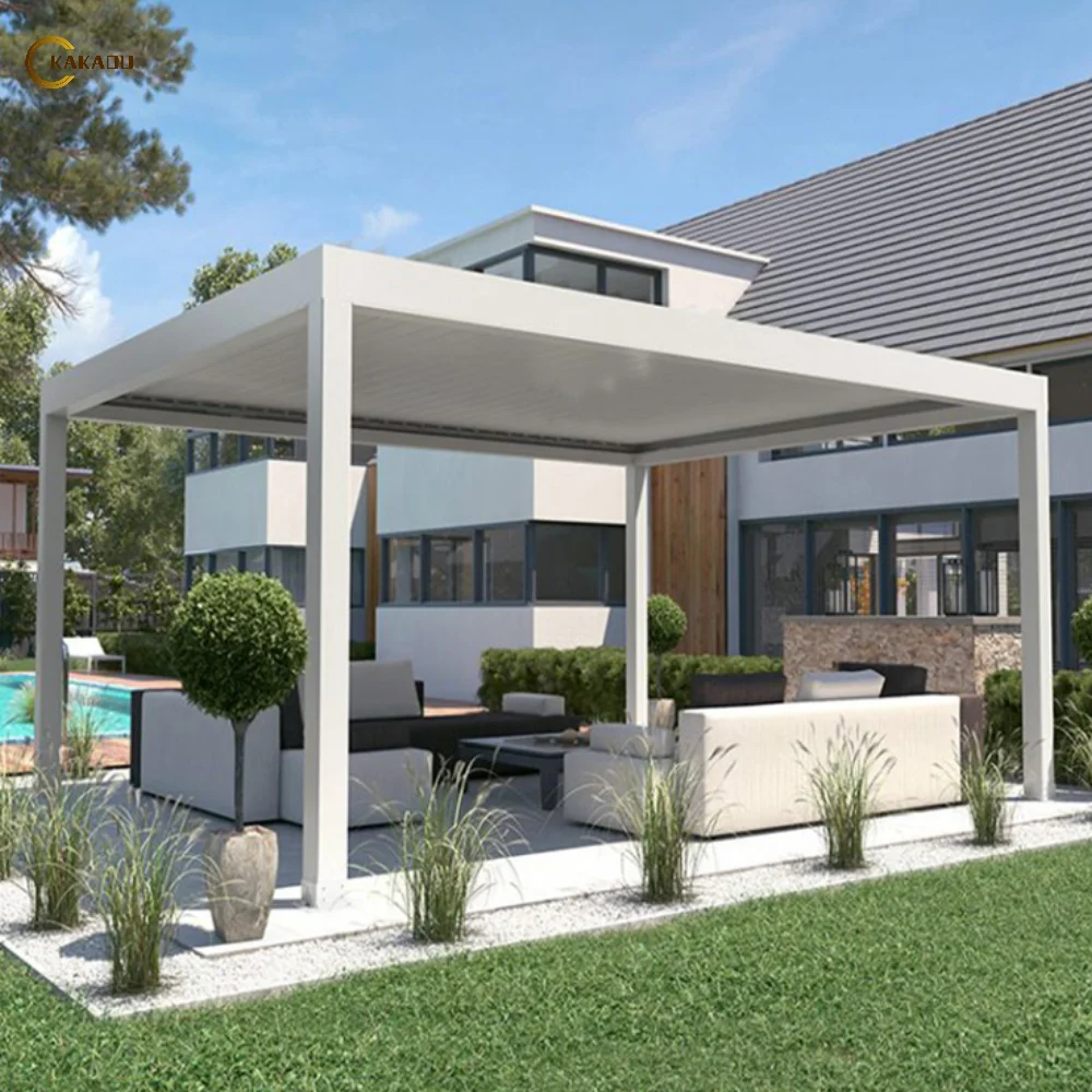 Kakadu 694-170 Bioclimatic Solar Panel Pergola Modern Retractable Motorized Sun Rain Protection Aluminium Eco-Friendly Nature