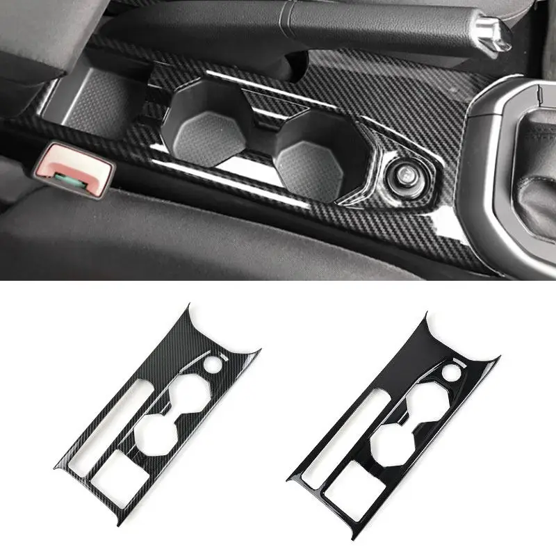 

For VW Polo 2019 2020 ABS Car Center Control Gear Shift Panel Water Cup Holder Frame Cover Trim Carbon Texture / Bright Black