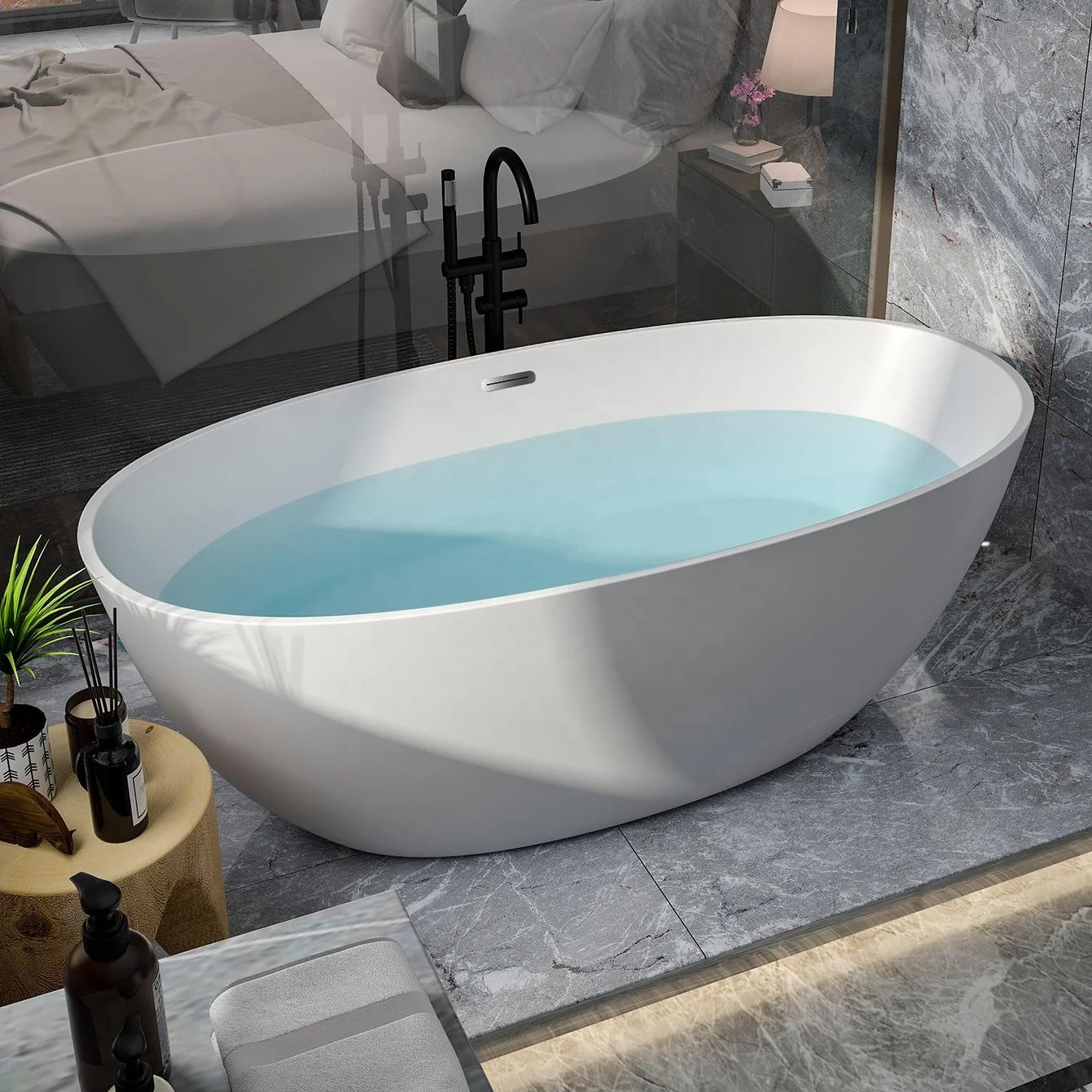 

Hotel Acrylic Bath Tub Solid Surface Outdoor Bathtubs White Tub