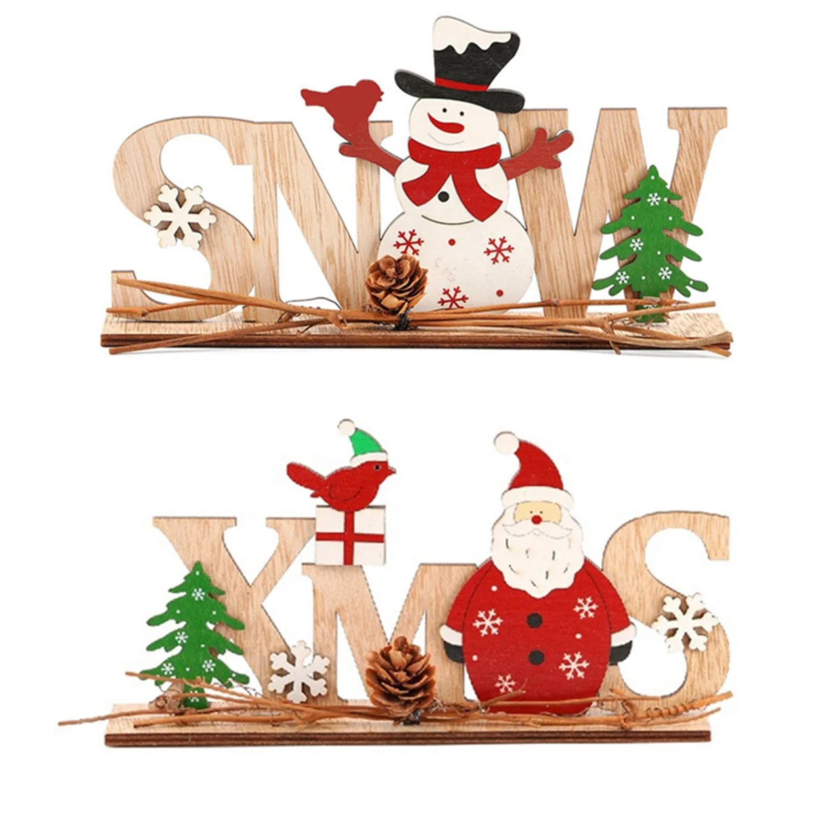 Christmas Ornaments Wooden Decor Family Party Christmas Atmosphere Layout Christmas Ornaments for Christmas Trees