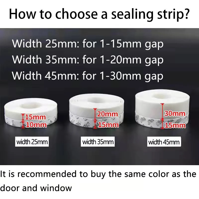 5 Color 9 Size Window Door Bottom Self Adhesive Silicone Rubber Seal Weathering Strip Door Sealing Bar Window Sealing Tape