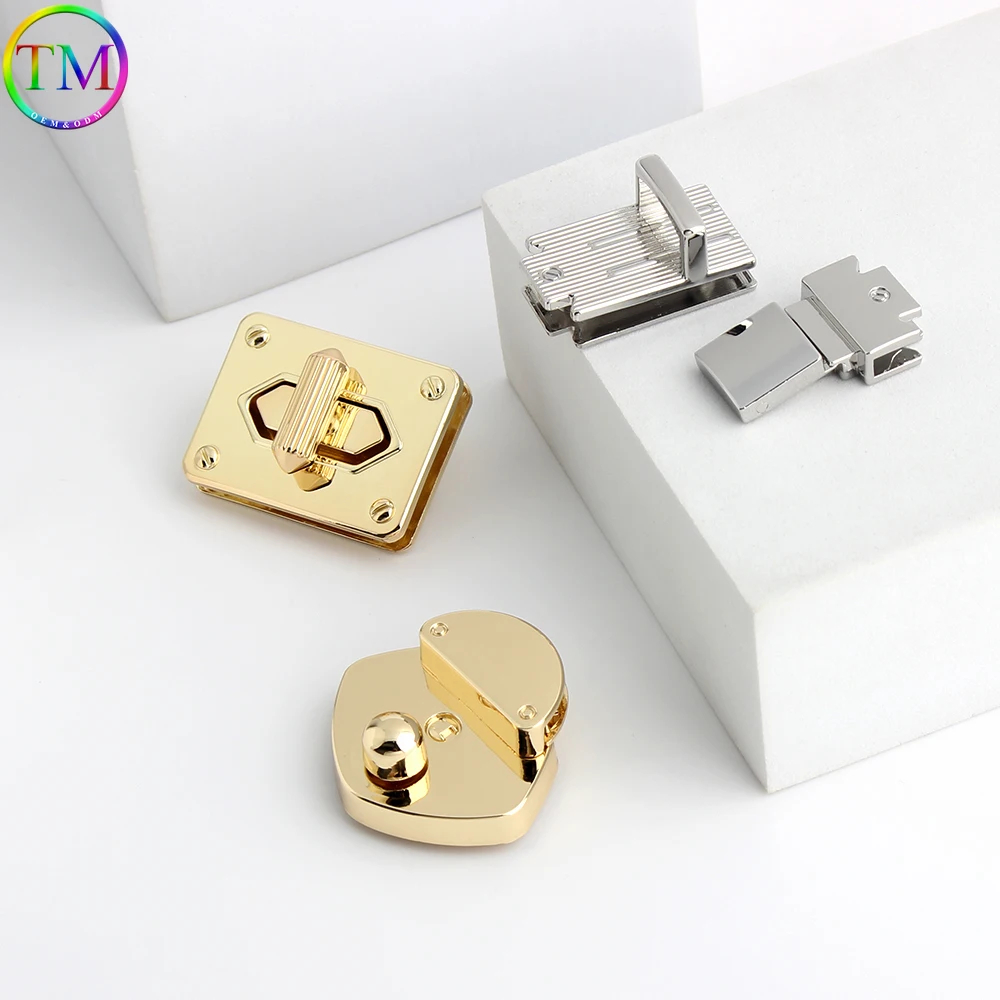 Gold Rectangle Clasp Turn Lock Twist Locks Closure Bag Buckle for DIY Women Bag Handbag Purse Hardware Luggage Bags Accessories