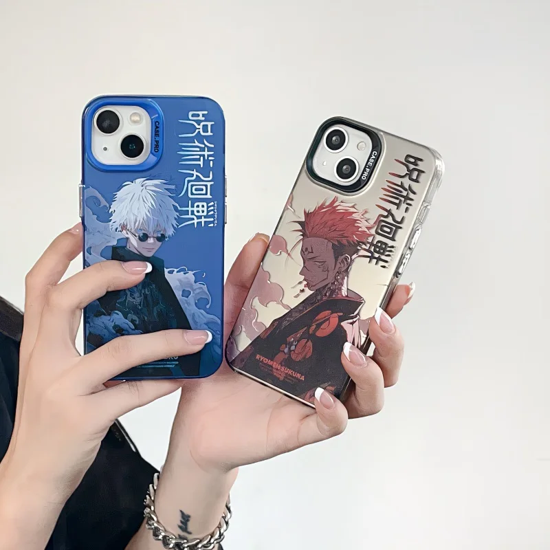 Anime Cartoon Jujutsu Kaisen Ryomen Sukuna Phone Case for IPhone 15 14 13 12 11 Pro Max Gojo Satoru Electroplated Back Cover