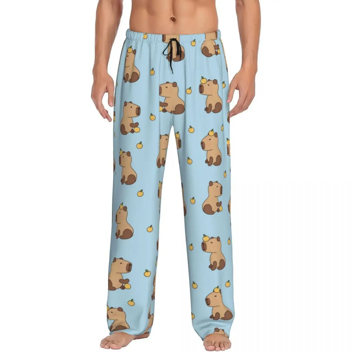 

Custom Print Men Capybara Pajama Pants Cute Anime Sleepwear Sleep Lounge Bottoms with Pockets