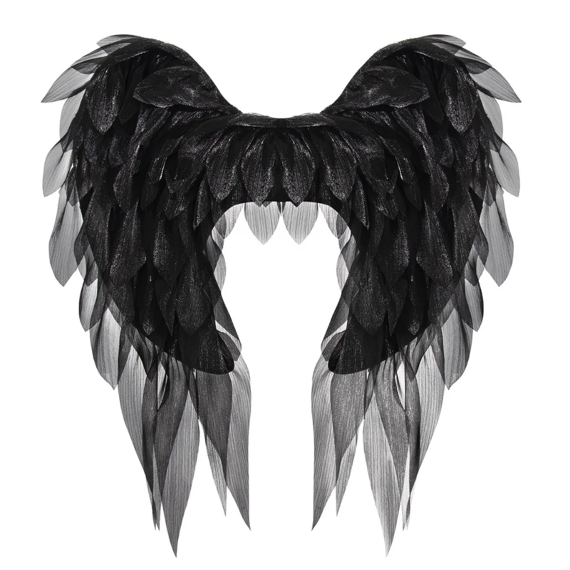 

Elegant Black And White Organza Angel Wing With Adjustable Straps For Halloween Costume Role Play 6XDA