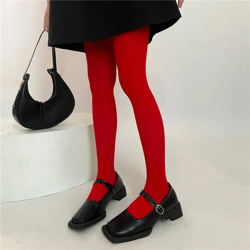 Sifreyr Candy Color Sexy Pantyhose Women Stockings Tights High Elastic Slim See Through Leggings Midnight Club Party Red Socks