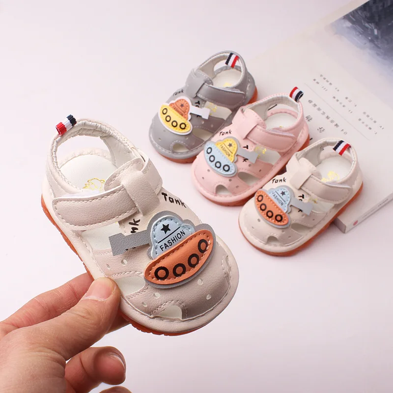 Summer whistle boys sandals 0-1-2 years old cow tendon sole children call shoes girls baby