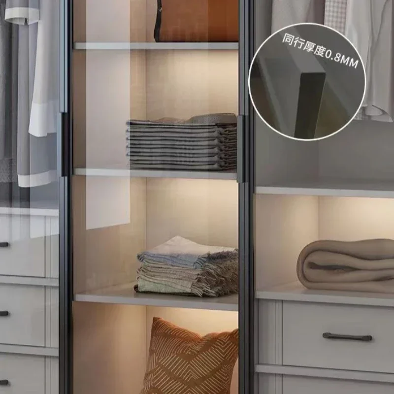 Glass Doors Wardrobes Storage Nordic Multilayer Drawer Open Closets Wardrobes Cabinet Shelves Guarda Roupas Bedroom Furniture
