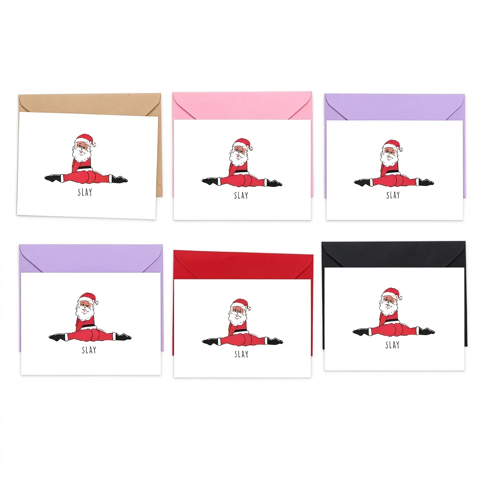 Christmas Cards Set with Envelopes Funny Santa Slay Card 300gsm Blank Inside Holiday Greeting Cards Bulk Pack