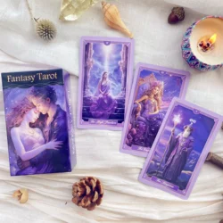 2025 Fantasy Tarot Deck 78 Cards 12x7cm Beginner Rider Waite Premium Quality Double Copper Paper Original Purple Themed Design