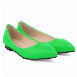 Lady Plain Casual Flats Pointy Toe Candy Colors Simple Promotion Plus Sizes Shoes For Big & Small Feet Green Blue Slip-Ons 29CM