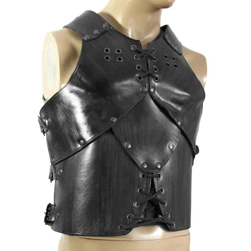 Medieval Retro Dark Leather Armor with Rivets Straps Armor Halloween Cosplay Ball Performance Props