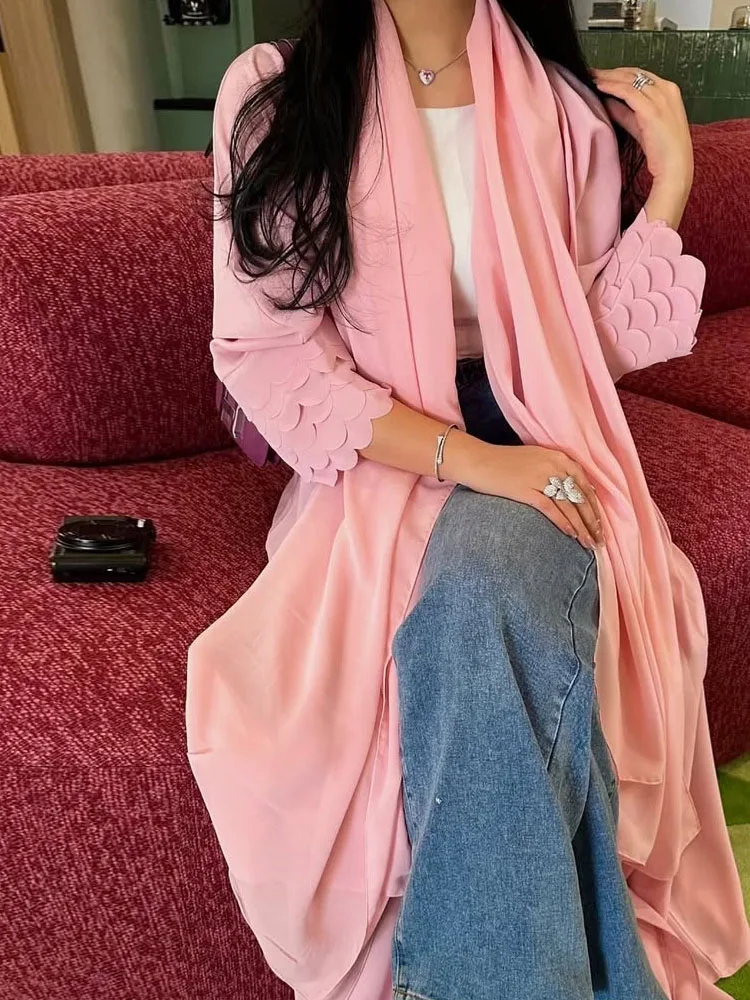 

Elegant Irregular Loose Long Jackets Autumn Casual Long Sleeve Cardigans Robe Women's Fashion V-neck Solid Color Chiffon Coats