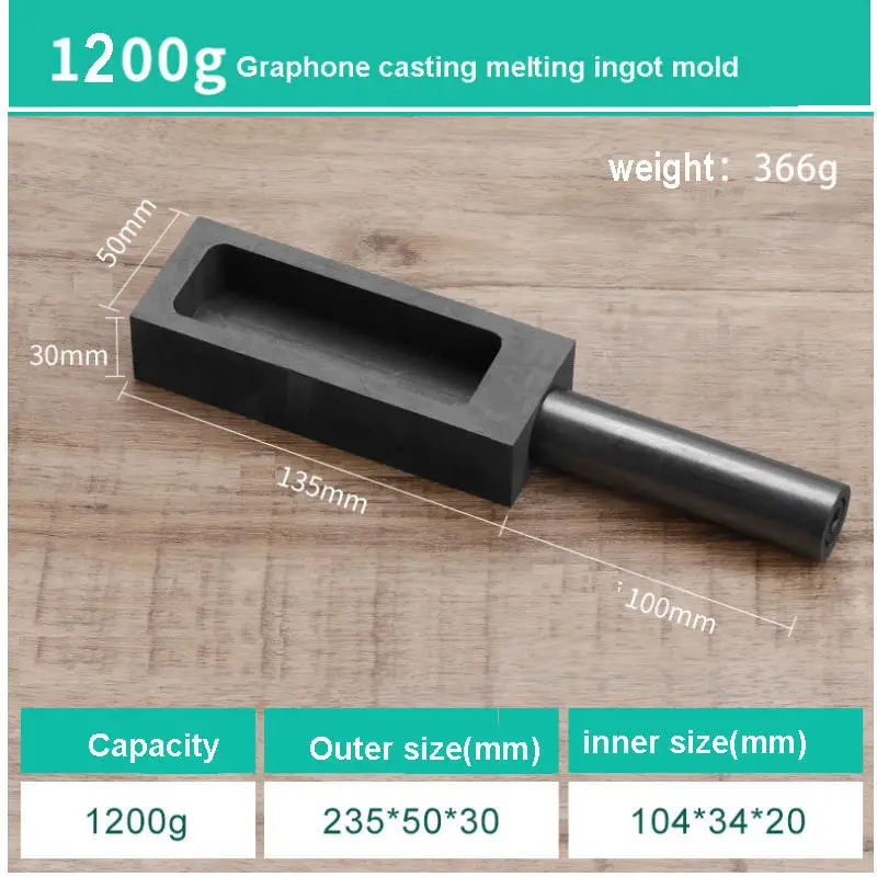 Pure Graphite Casting Melting Ingot Mold with Bar for Gold Silver copper Metal melting