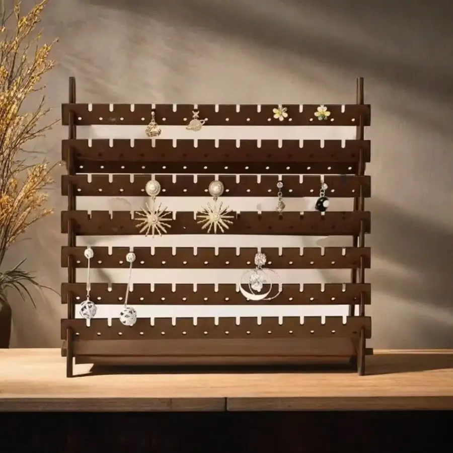 Soporte para pendientes de madera, expositor retro para pendientes, organizador de joyas