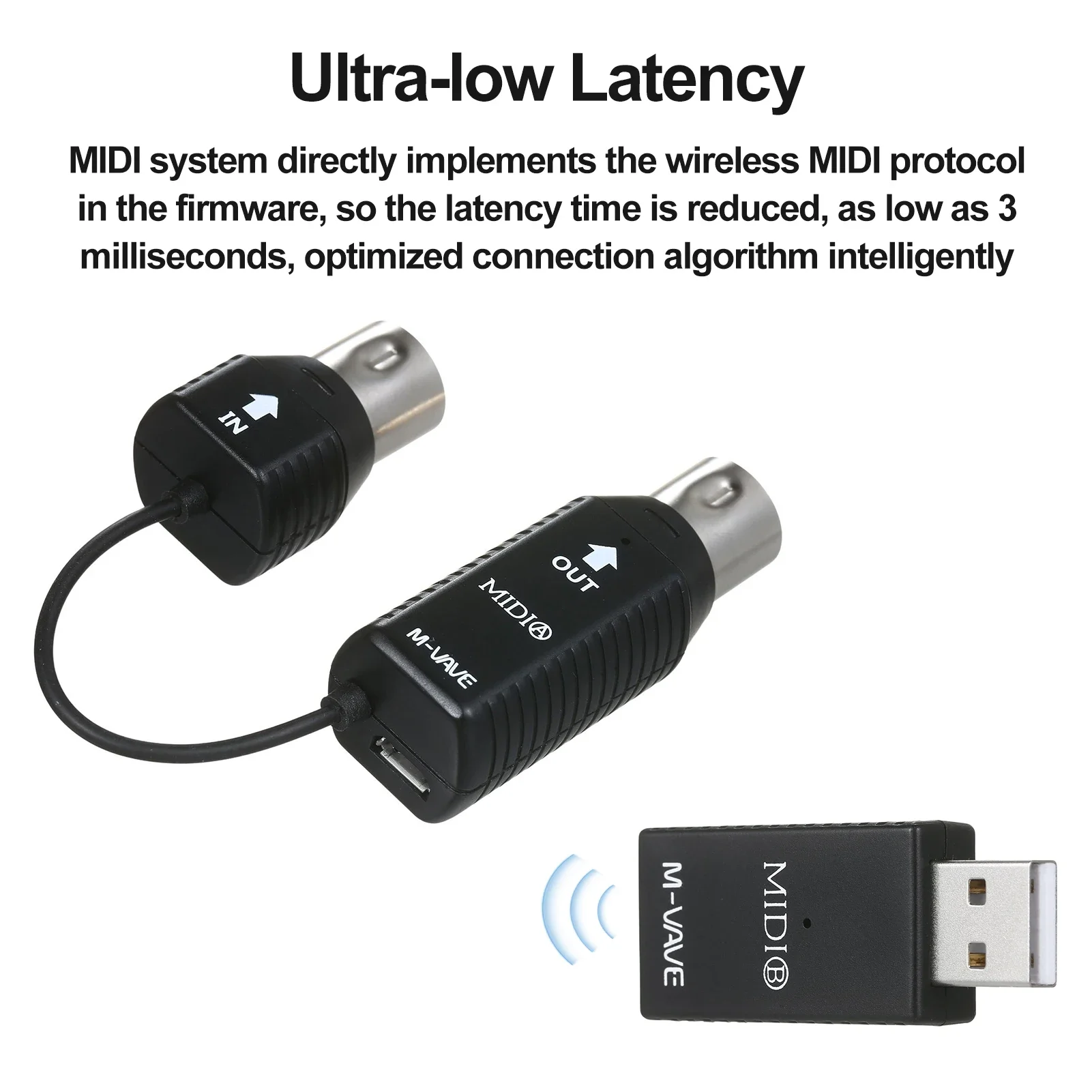 M-VAVE MS1 Mini Wireless Transmission System - MIDI Wireless Adapter Plug & Play for Devices with MIDI Support
