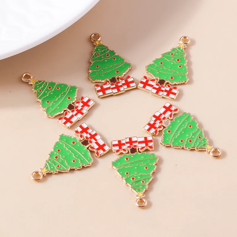 20 Stück 16x28mm Niedliche Emaille-Weihnachtsbaum-Anhänger für Schmuckherstellung, Neujahrs-Halsketten, Ohrringe, Armbänder, DIY-Bastelgeschenk – Detail 5