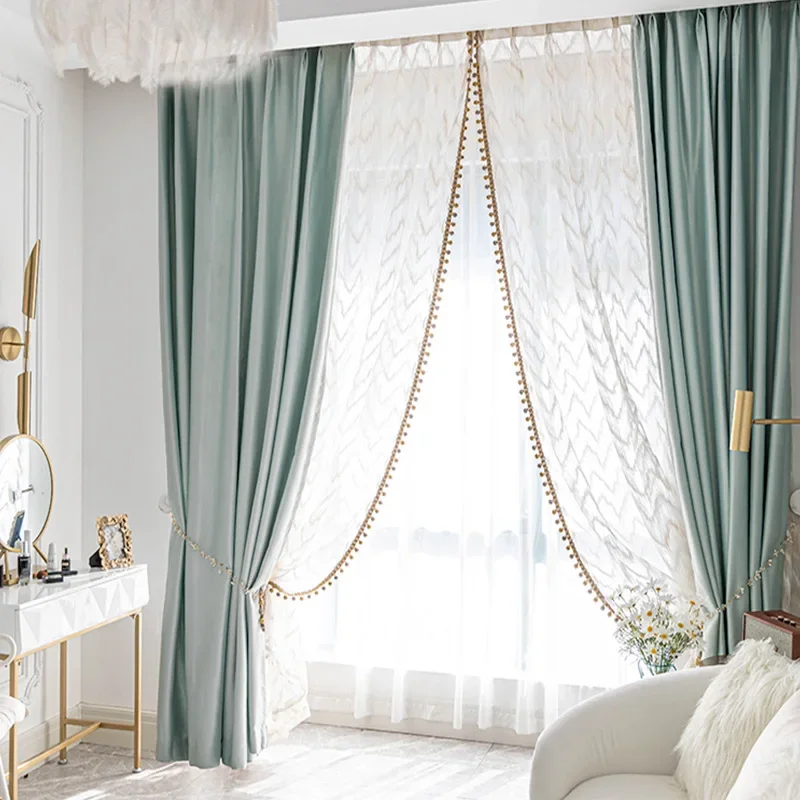 

Luxury High Curtains for Living Dining Room Bedroom Bay Window Retro Textur EMorandi Color Fresh Luxurious Curtains Customize