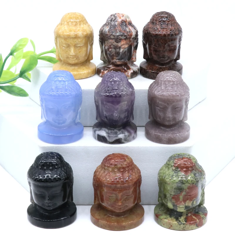 

1.2" Crysatl Buddha Figurine Statue Natural Healing Quartz Stone Carving Crafts Souvenir Lucky Home Decoration Gemstone Gifts