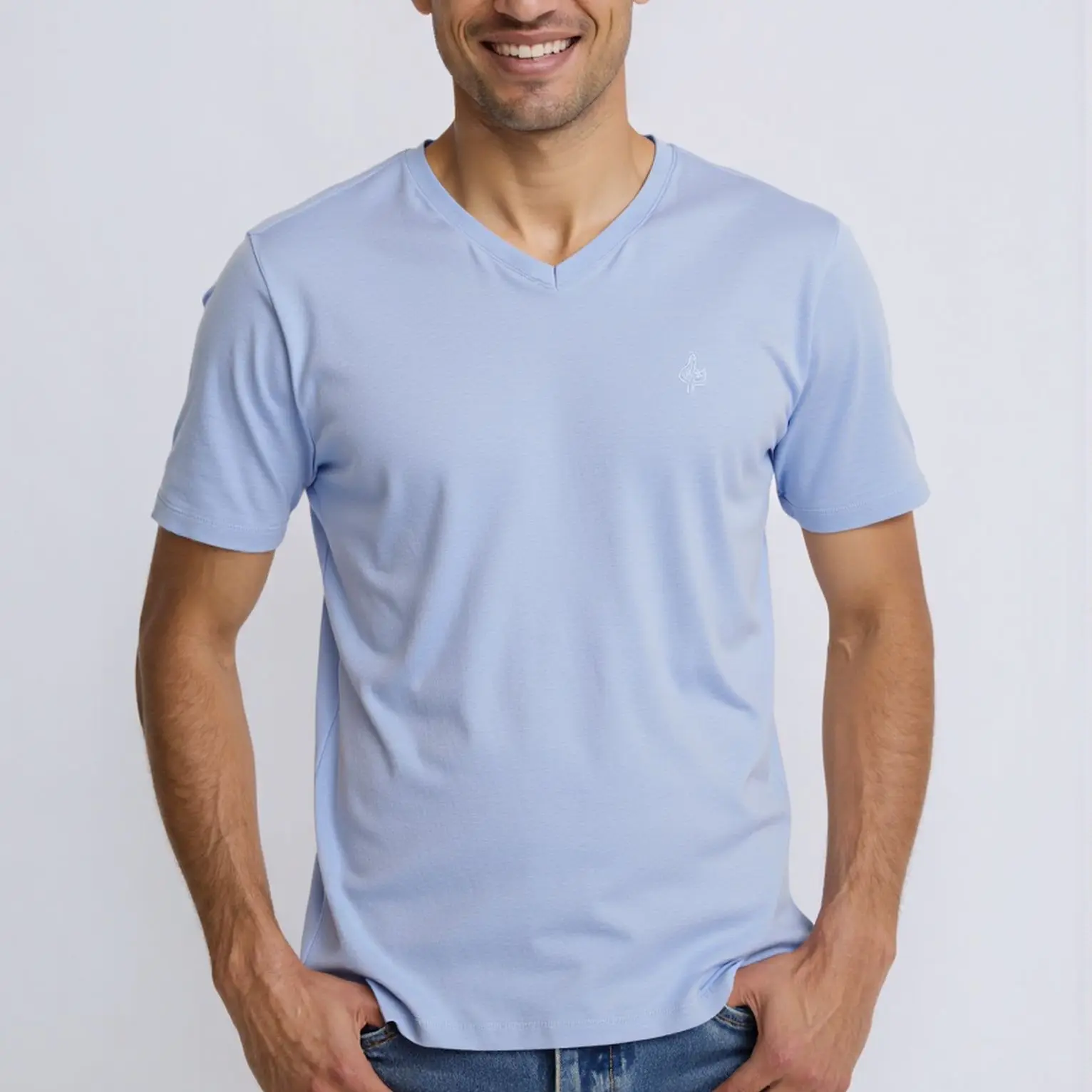 

Мужская Однотонная футболка с v-образным вырезом, Мужская футболка с коротким рукавом, повседневные топы из 100% хлопка, тонкие базовые Топы из лайкры