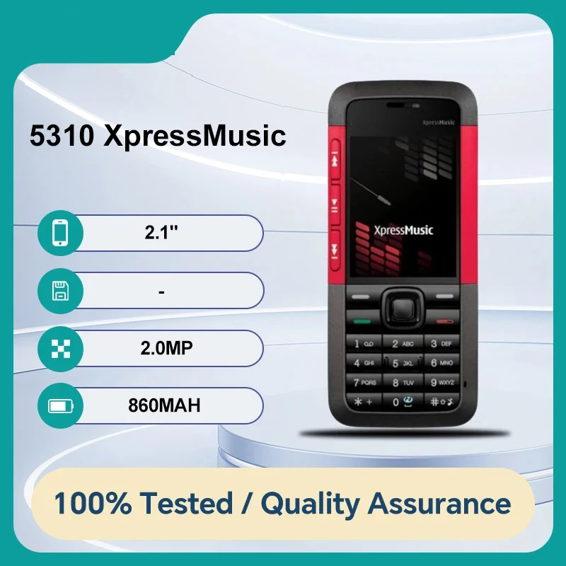 هاتف XpressMusic المحمول غير مقفول 5310، كاميرا 2.0 ميجابكسل، اتصال بلوتوث، تصميم أنيق، حالة عمل جيدة