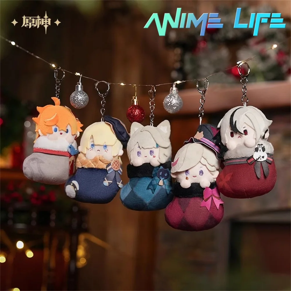 Official Game Genshin Impact Lyney Lynette Freminet Peruere Tartaglia Warm Winter Plushie Doll Toy Plush Keychain Cosplay Gift