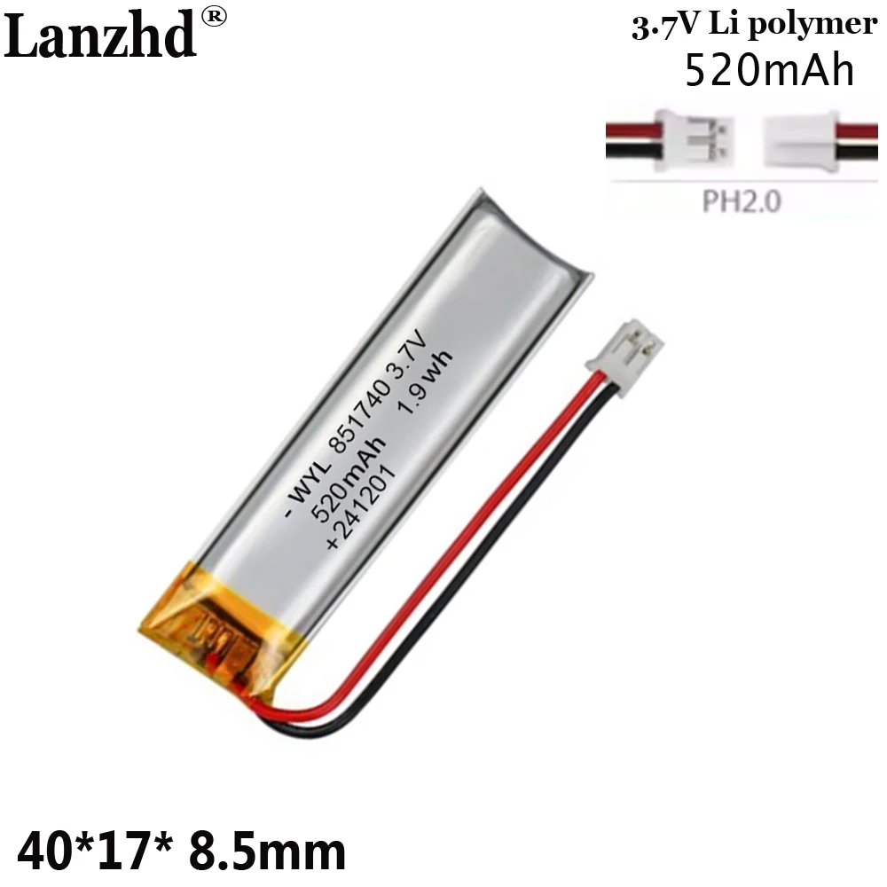 3.7V Battery for Nebulizer Battery Massage Device Pet Water Dispenser Bicycle Taillight POS Machine Sensor Light Cabinet 851740