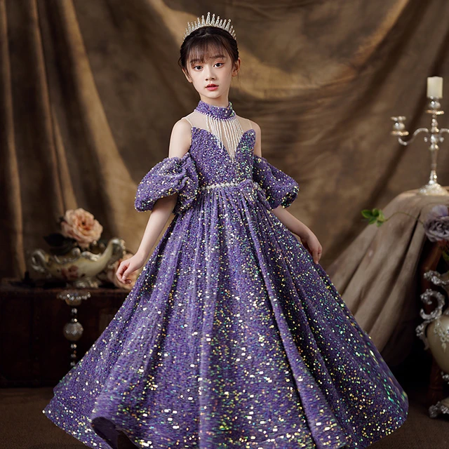 Children Formal Wear Cocktail Party Sequin Dresses for Little Girls Luxury Long Evening Gowns Pageant Kids Formal Occasion Dress AliExpress