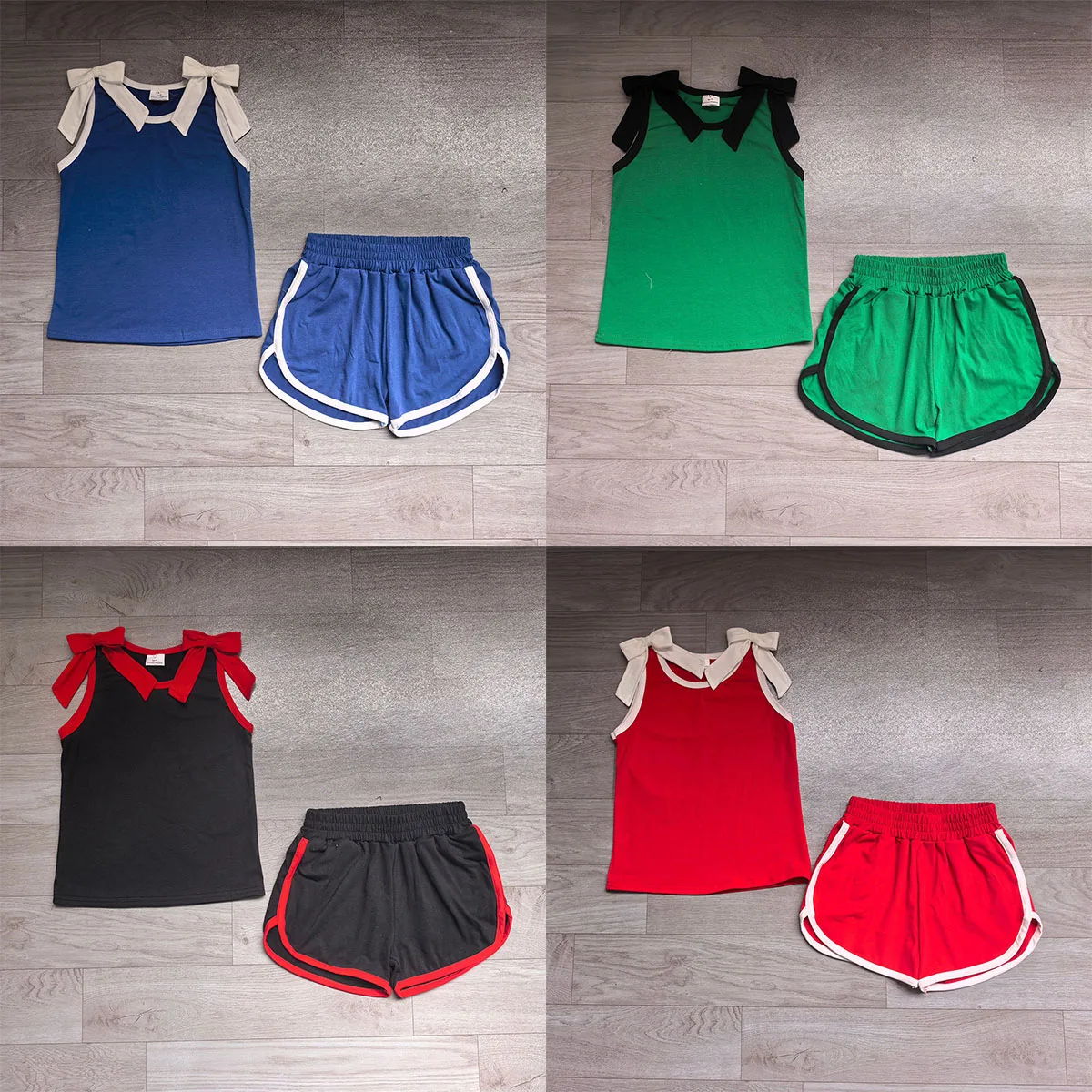 Ropa de Verano para Niña, Conjuntos de 2 Piezas para Niñas, Camiseta sin Mangas y Pantalones Cortos, Uniformes de Animadoras para Niños, Conjuntos de Ropa al por Mayor