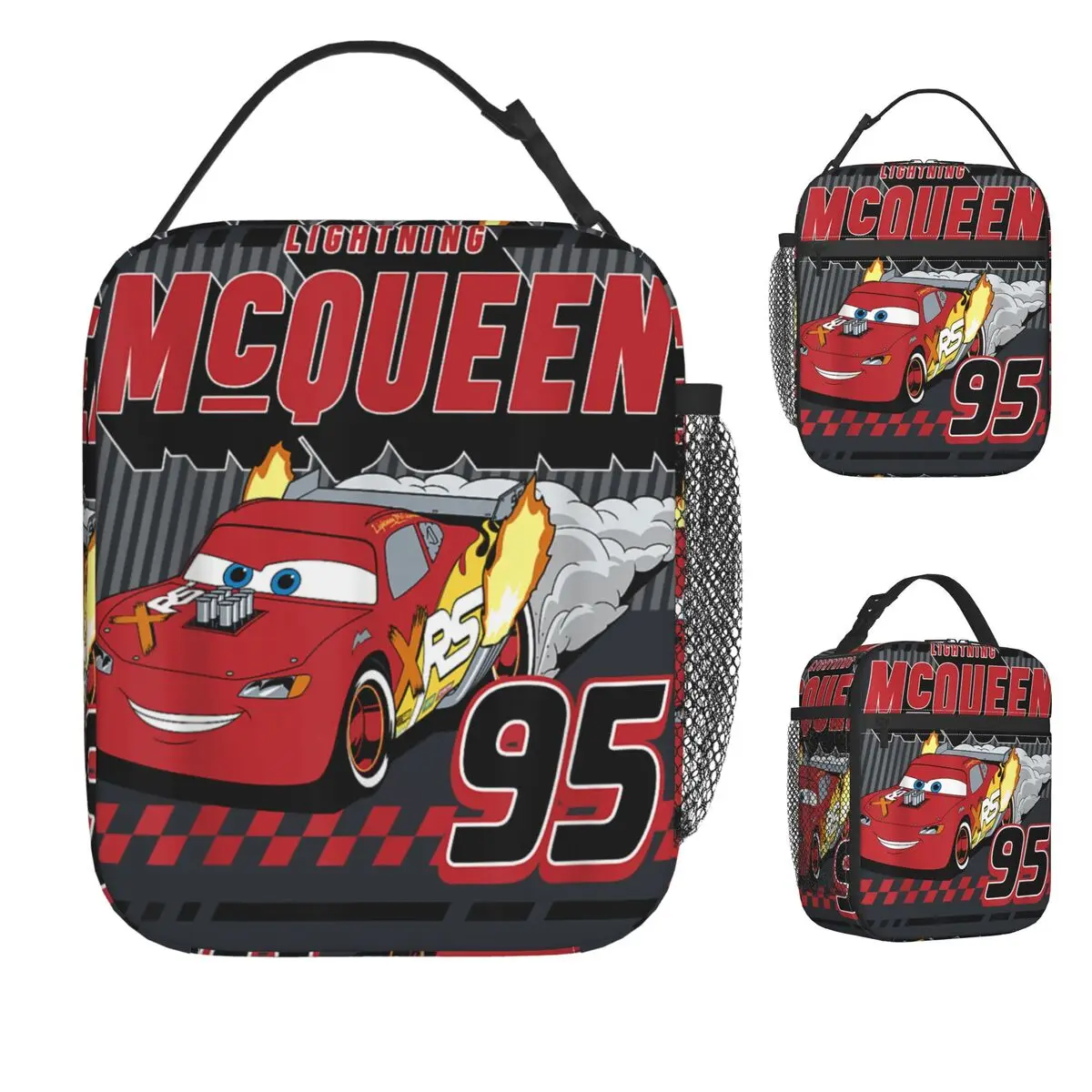 

Cars Lightning McQueen Retro 95 Poster Lunch Bag Kawaii Lunch Box Picnic Portable Thermal Tote Handbags Print Cooler Bag