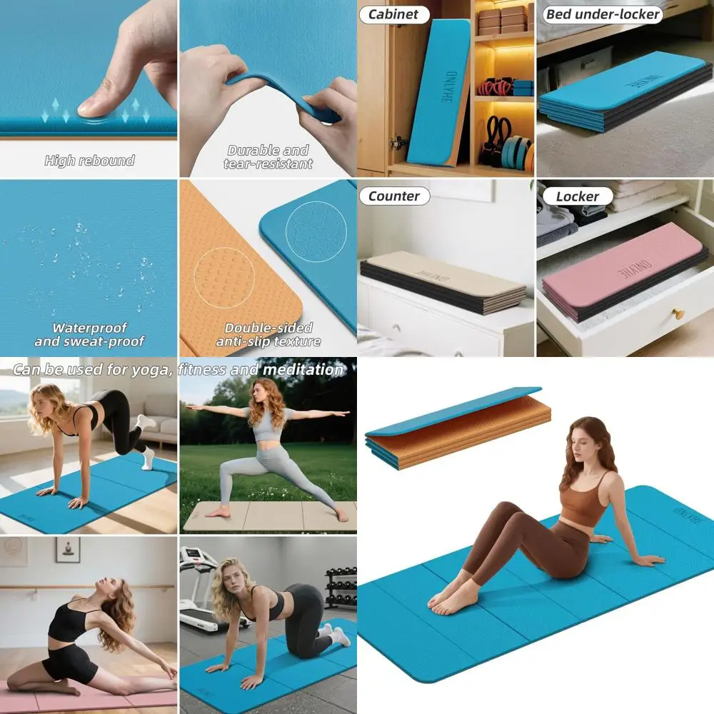 

Extra Large 75x31.5 Foldable TPE Yoga Mat - Lightweight, Double Non-Slip for Pilates, Workouts & Outdoors