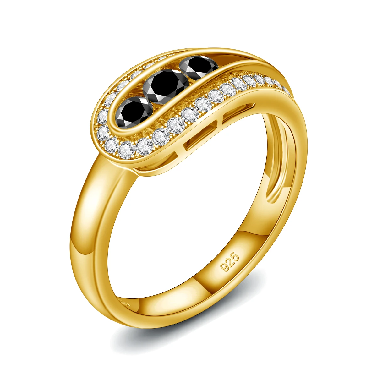 

Moissanite Rings Black Diamond Woman 925 Sterling Silver 18K Gold Cocktail Party Jewelry Mother's Day Valentine's Day Gift