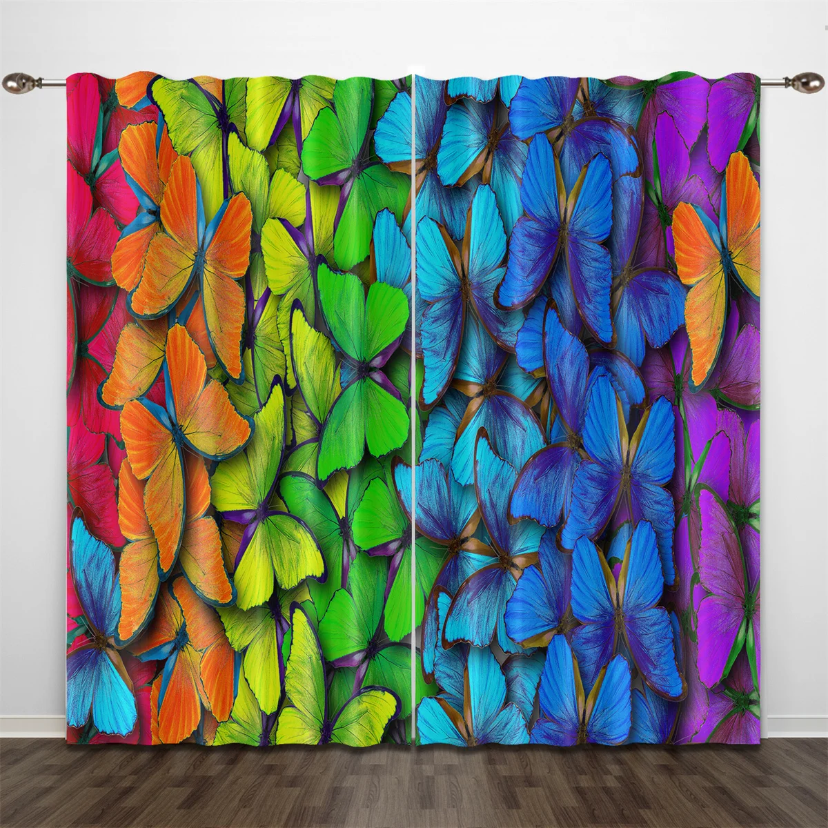 Psychedelic 3d printing colorful rainbow print minimalist light filter curtain curtain living room bedroom kitchen 2 piece decor