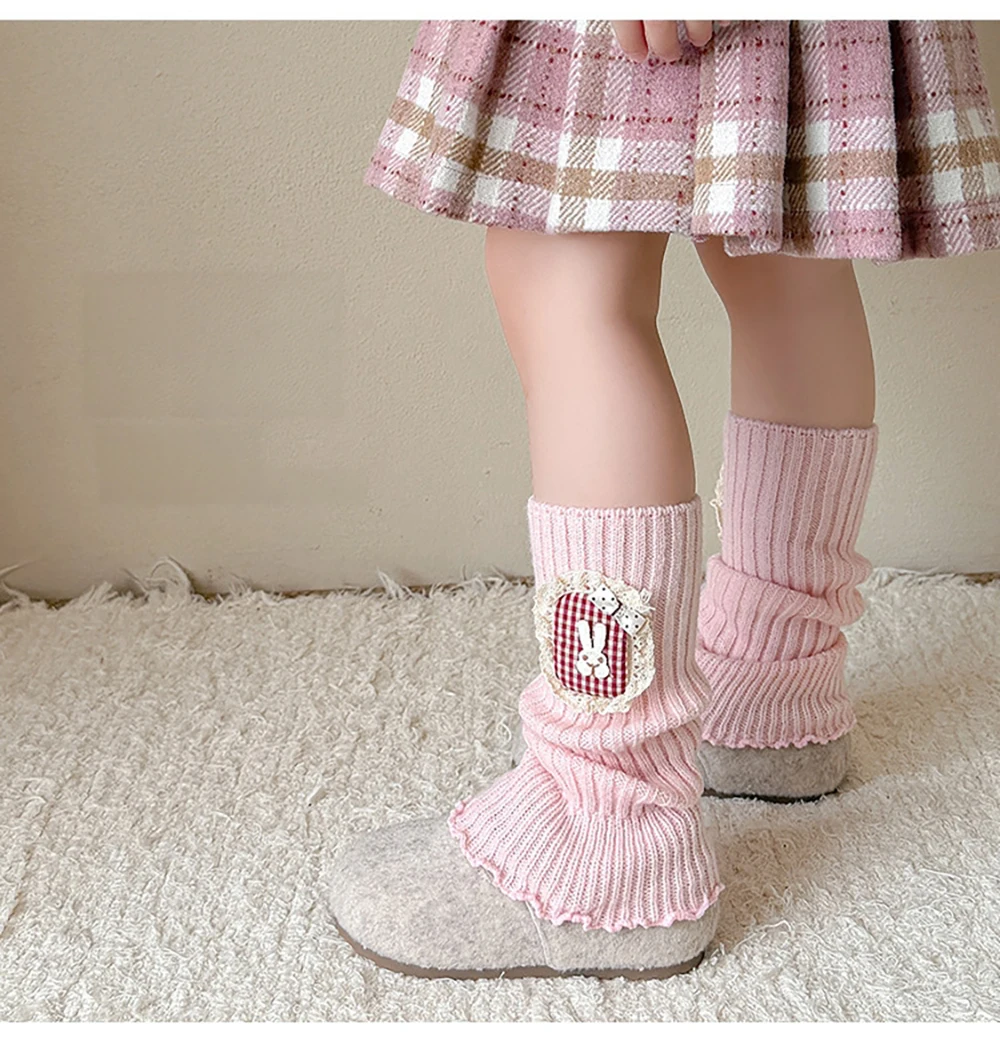 3-8T Girls' Leg Warmers 9 Colors Kids' Dance Leg Warmers Cartoon Bunny Girls Knitting Sock Sleeves Children's Gaiters for Legs