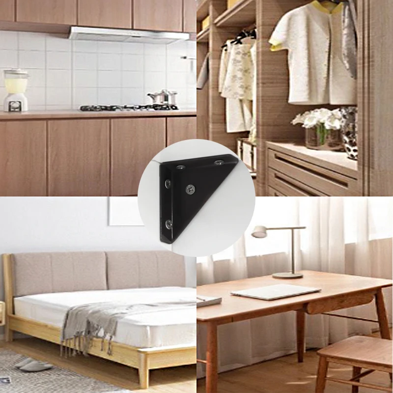 right triangle corner supports white gray black, wooden Furniture Corner Connector Fasteners Suitable for Beds, Cabinets