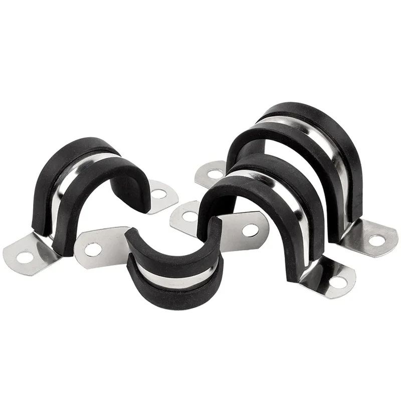 304 Tubo in acciaio inossidabile Carta Tipo U Morsetto per tubo dell'acqua Striscia di gomma 8-200mm Assorbimento degli urti Isolamento Sella Gola Cerchio