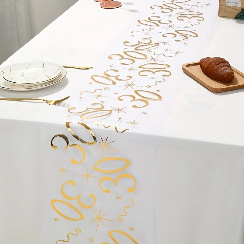 20th 30th 60th Birthday Table Runner Decor for 20 30 60 Birthday Table Party Supplies 3M Gold Table Runner Roll  Birthday Decor